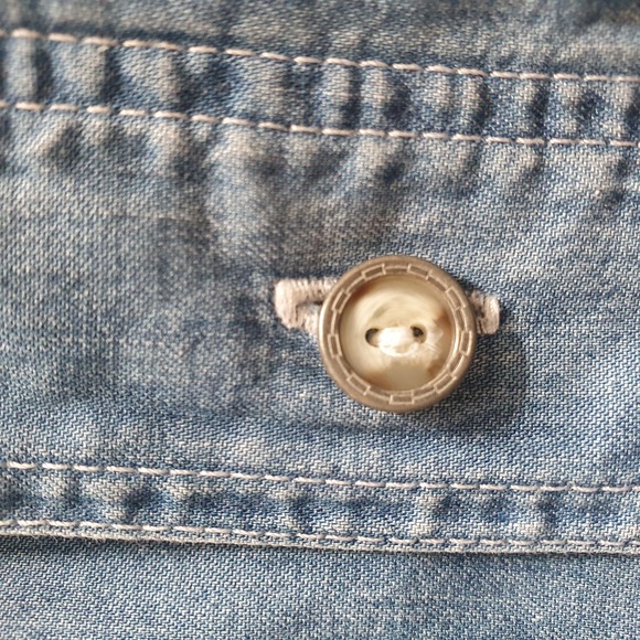 Mens Size Chest 52-53" Collar 47cm Vintage Light Blue Denim Shirt - Picture 5 of 10